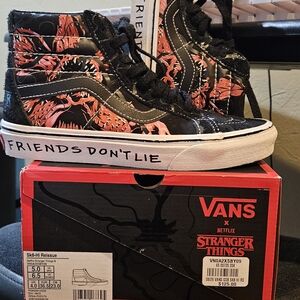 Vans Black and Pink High-Top Sneakers